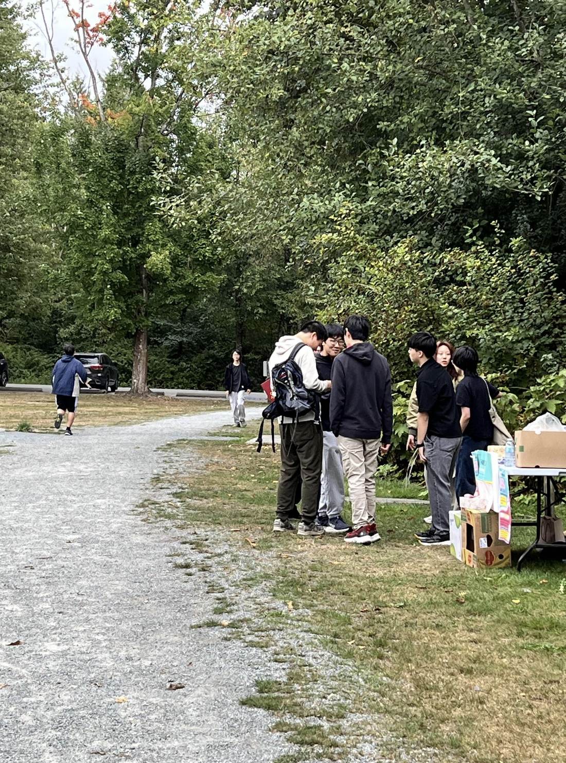 Volunteers at the registration table before the walk